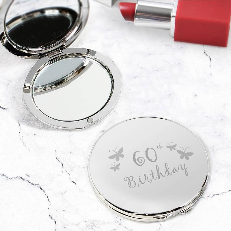 60th Butterfly Round Compact Mirror