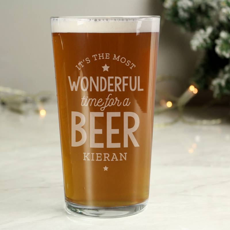 Personalised Wonderful Time For A Beer Pint Glass