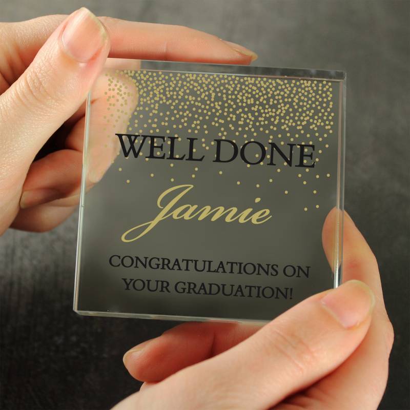 Personalised Gold Confetti Large Crystal Token